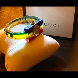 Plexiglas Rainbow Studded Bangle Women's Watch